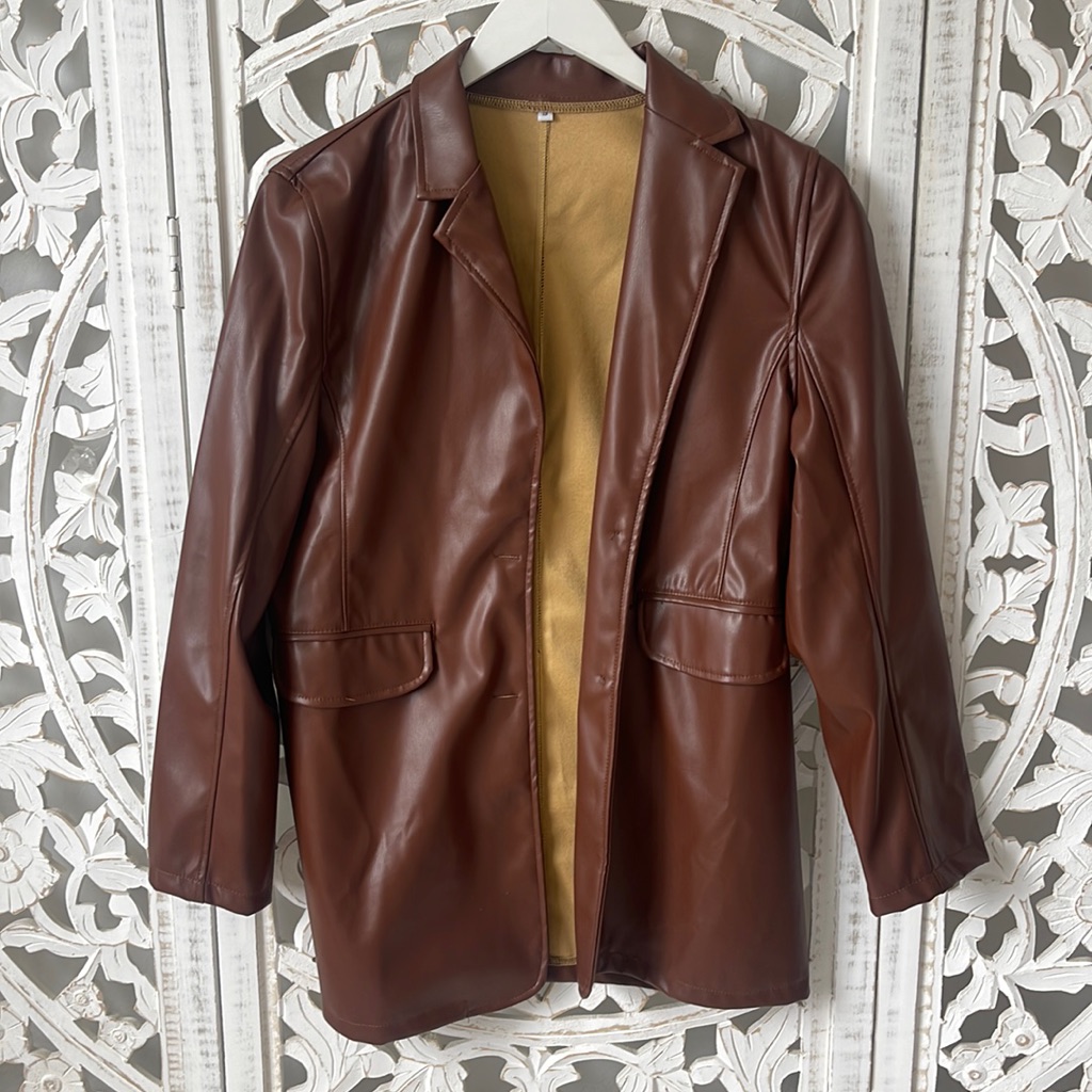 Brand New Brown Faux Leather Jacket